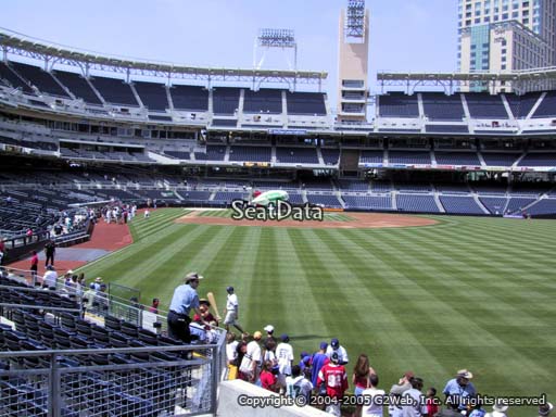 Seat view from section 129 at Petco Park, home of the San Diego Padres