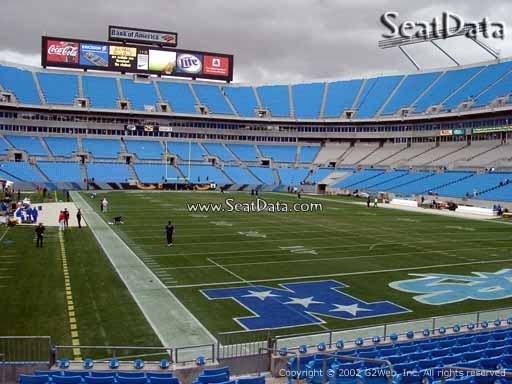 Seat view from section 124 at Bank of America Stadium, home of the Carolina Panthers