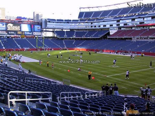 Seat view from section 102 at Gillette Stadium, home of the New England Patriots