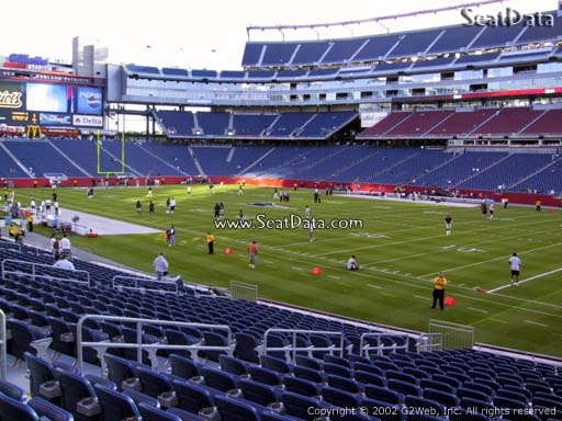 Seat view from section 104 at Gillette Stadium, home of the New England Patriots