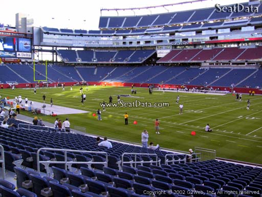 Seat view from section 105 at Gillette Stadium, home of the New England Patriots