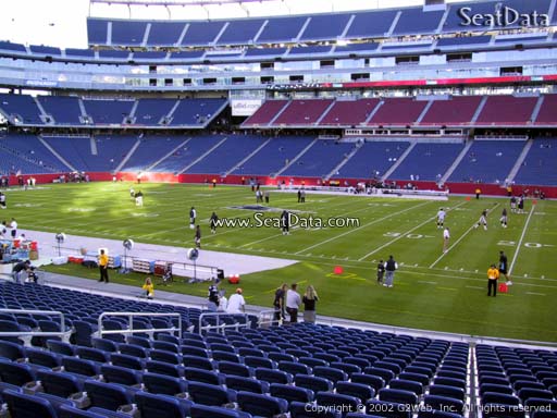 Seat view from section 107 at Gillette Stadium, home of the New England Patriots
