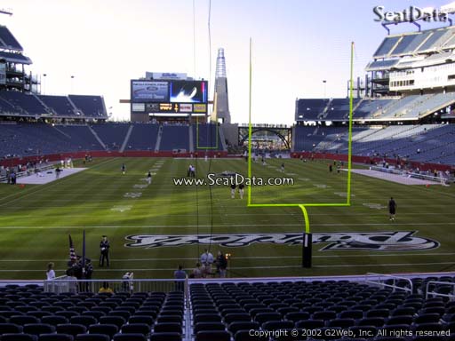 Seat view from section 121 at Gillette Stadium, home of the New England Patriots
