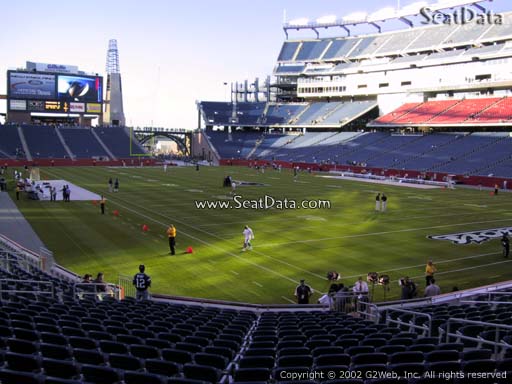 Seat view from section 124 at Gillette Stadium, home of the New England Patriots