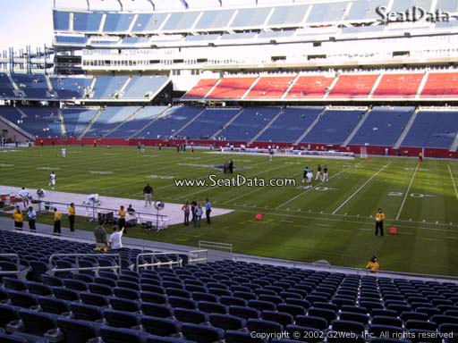 Seat view from section 129 at Gillette Stadium, home of the New England Patriots