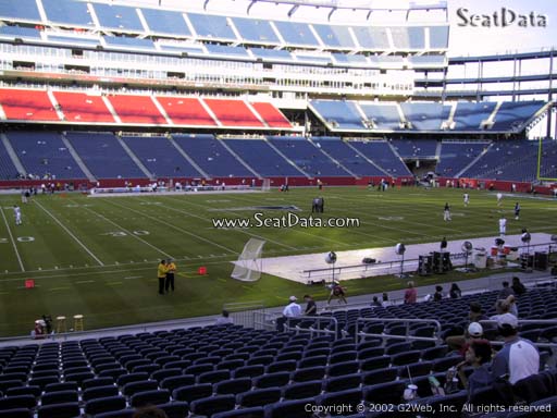 Seat view from section 134 at Gillette Stadium, home of the New England Patriots