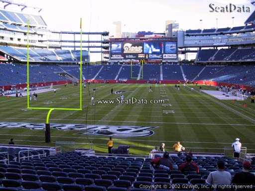 Seat view from section 142 at Gillette Stadium, home of the New England Patriots
