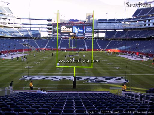 Seat view from section 143 at Gillette Stadium, home of the New England Patriots