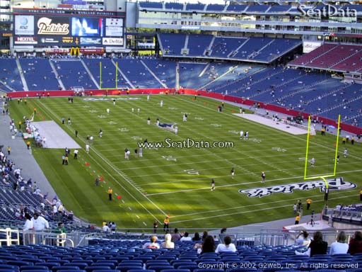 Seat view from section 201 at Gillette Stadium, home of the New England Patriots