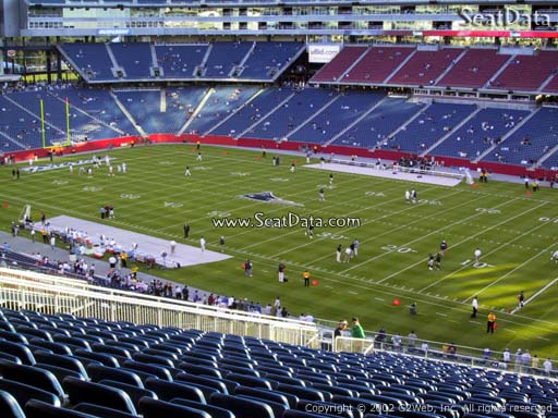 Seat view from section 205 at Gillette Stadium, home of the New England Patriots