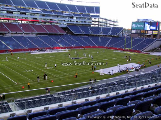 Seat view from section 214 at Gillette Stadium, home of the New England Patriots
