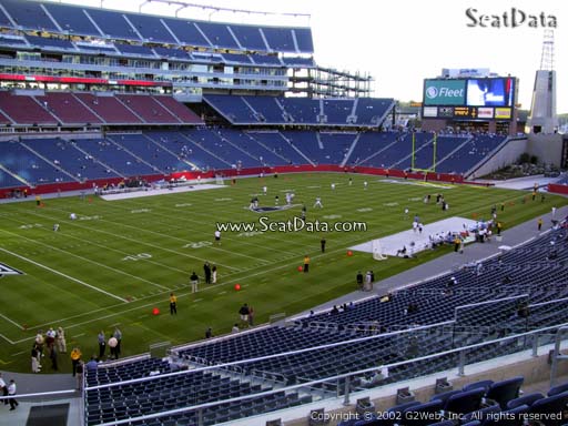 Seat view from section 215 at Gillette Stadium, home of the New England Patriots