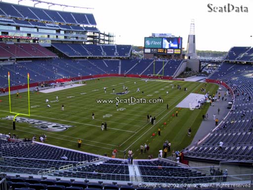 Seat view from section 218 at Gillette Stadium, home of the New England Patriots