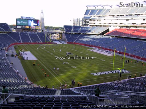 Seat view from section 223 at Gillette Stadium, home of the New England Patriots