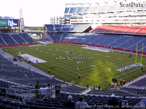 Seat view from section 225 at Gillette Stadium, home of the New England Patriots