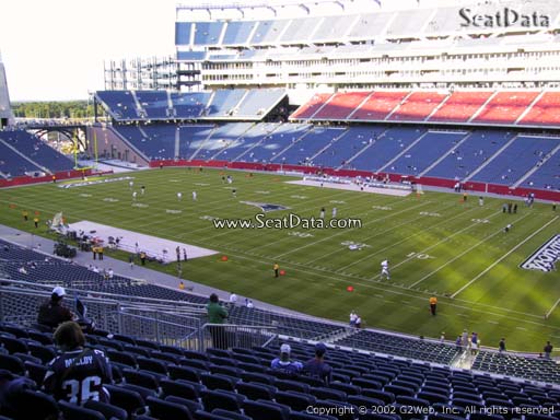 Seat view from section 227 at Gillette Stadium, home of the New England Patriots