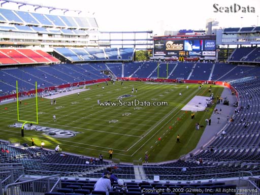 Seat view from section 240 at Gillette Stadium, home of the New England Patriots