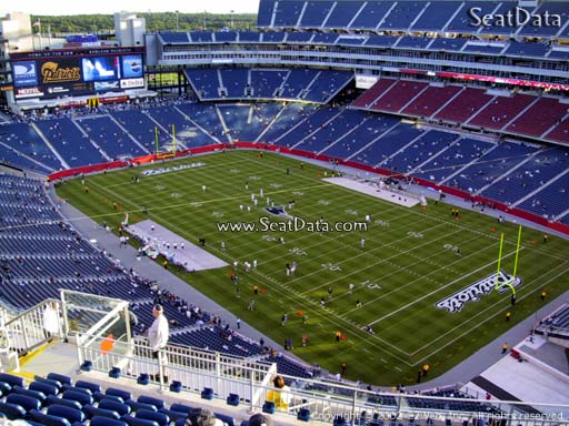 Seat view from section 302 at Gillette Stadium, home of the New England Patriots