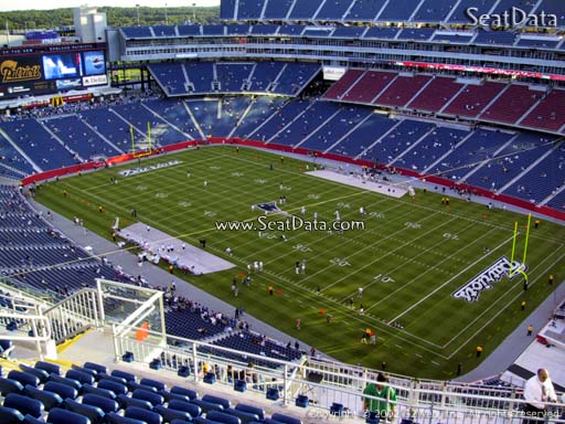 Seat view from section 303 at Gillette Stadium, home of the New England Patriots