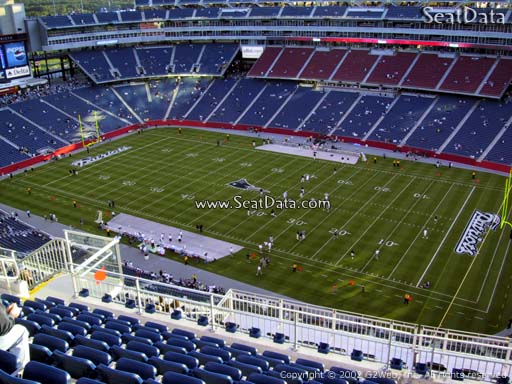 Seat view from section 305 at Gillette Stadium, home of the New England Patriots