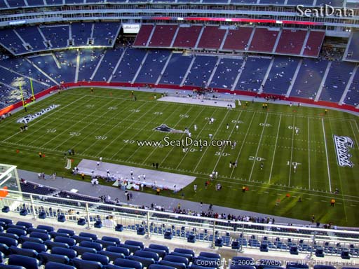 Seat view from section 307 at Gillette Stadium, home of the New England Patriots