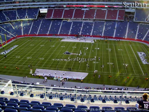 Seat view from section 308 at Gillette Stadium, home of the New England Patriots