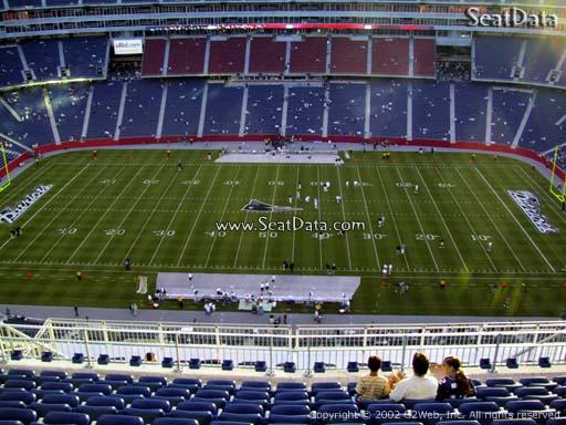 Seat view from section 309 at Gillette Stadium, home of the New England Patriots