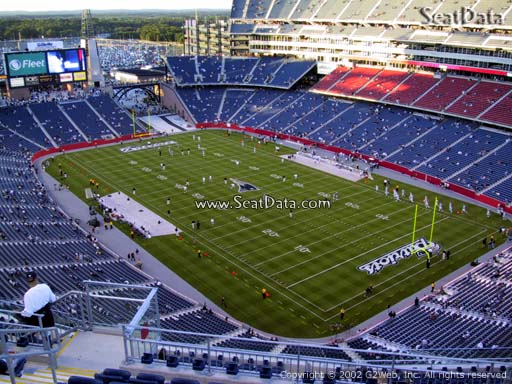 Seat view from section 323 at Gillette Stadium, home of the New England Patriots