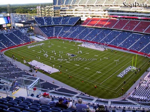 Seat view from section 325 at Gillette Stadium, home of the New England Patriots