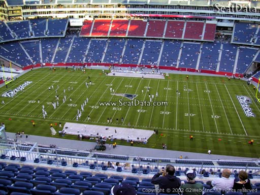 Seat view from section 330 at Gillette Stadium, home of the New England Patriots