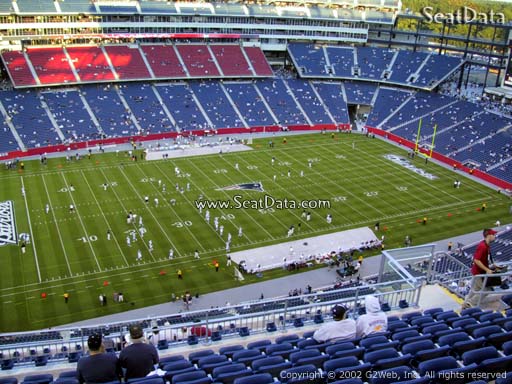 Seat view from section 335 at Gillette Stadium, home of the New England Patriots