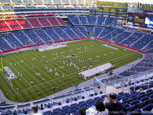 Seat view from section 337 at Gillette Stadium, home of the New England Patriots