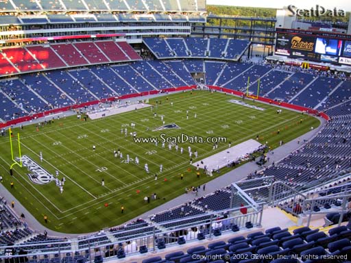 Seat view from section 338 at Gillette Stadium, home of the New England Patriots