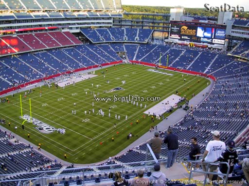 Seat view from section 340 at Gillette Stadium, home of the New England Patriots