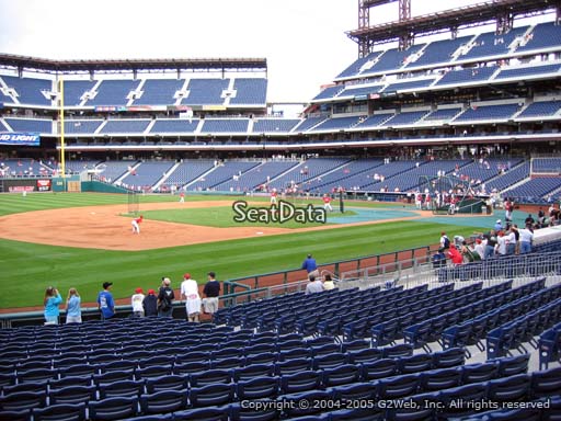 Seat view from section 134 at Citizens Bank Park, home of the Philadelphia Phillies