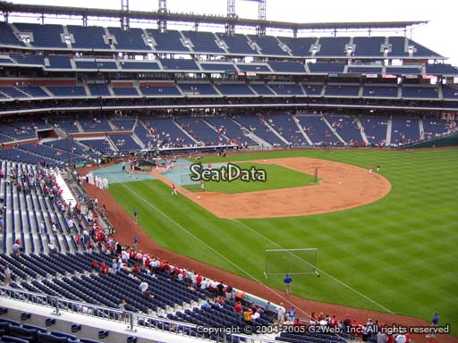 Seat view from section 208 at Citizens Bank Park, home of the Philadelphia Phillies