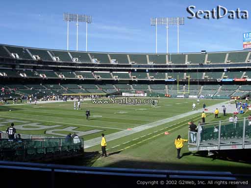 Seat view from section 102 at Oakland Coliseum, home of the Oakland Raiders
