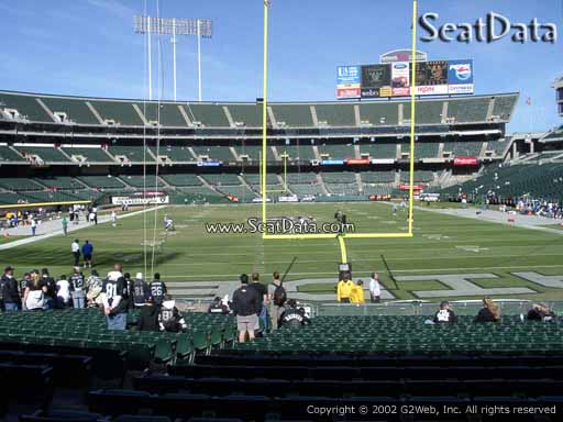 Seat view from section 106 at Oakland Coliseum, home of the Oakland Raiders