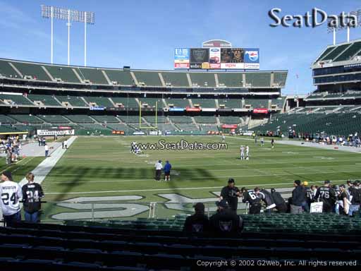 Seat view from section 108 at Oakland Coliseum, home of the Oakland Raiders
