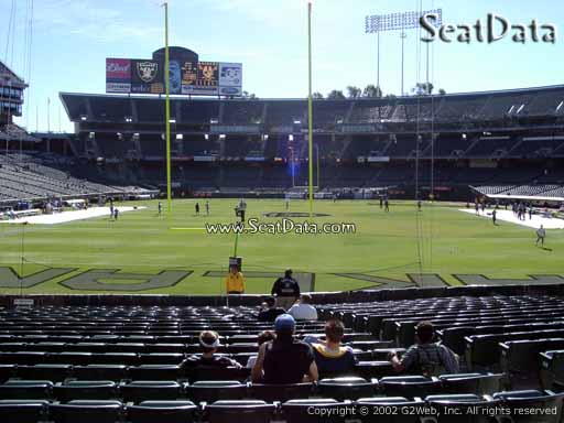 Seat view from section 128 at Oakland Coliseum, home of the Oakland Raiders