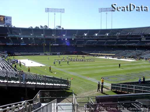Seat view from section 133 at Oakland Coliseum, home of the Oakland Raiders