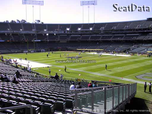 Seat view from section 134 at Oakland Coliseum, home of the Oakland Raiders