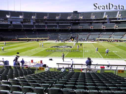 Seat view from section 141 at Oakland Coliseum, home of the Oakland Raiders