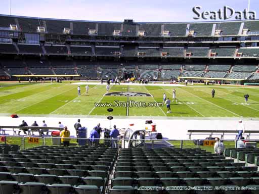 Seat view from section 142 at Oakland Coliseum, home of the Oakland Raiders