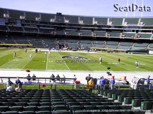 Seat view from section 143 at Oakland Coliseum, home of the Oakland Raiders