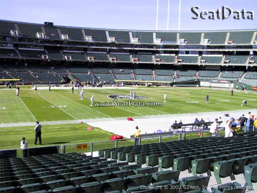 Seat view from section 145 at Oakland Coliseum, home of the Oakland Raiders