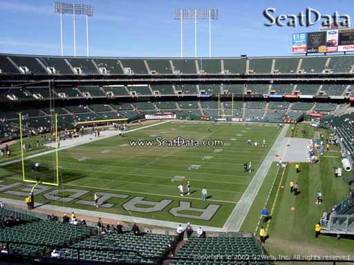 Seat view from section 203 at Oakland Coliseum, home of the Oakland Raiders