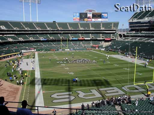 Seat view from section 208 at Oakland Coliseum, home of the Oakland Raiders