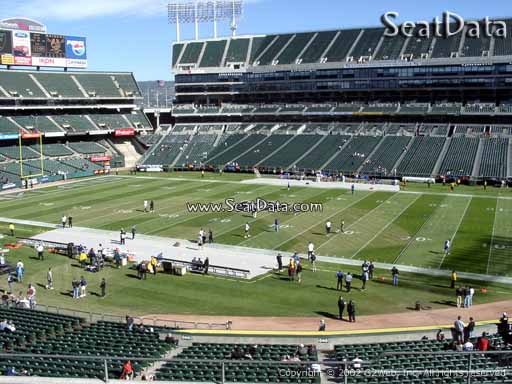 Seat view from section 214 at Oakland Coliseum, home of the Oakland Raiders