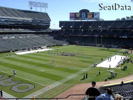 Seat view from section 224 at Oakland Coliseum, home of the Oakland Raiders